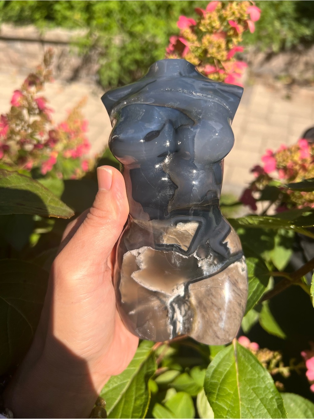 Volcanic (3) agate lady body carving | crystal